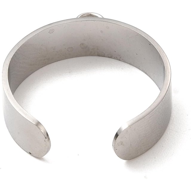 10 piezas de componentes de anillo de brazalete abierto de acero inoxidable, base de anillo de bucle, orificio ancho de 6 mm, fornitura de joyería de 2,5 mm