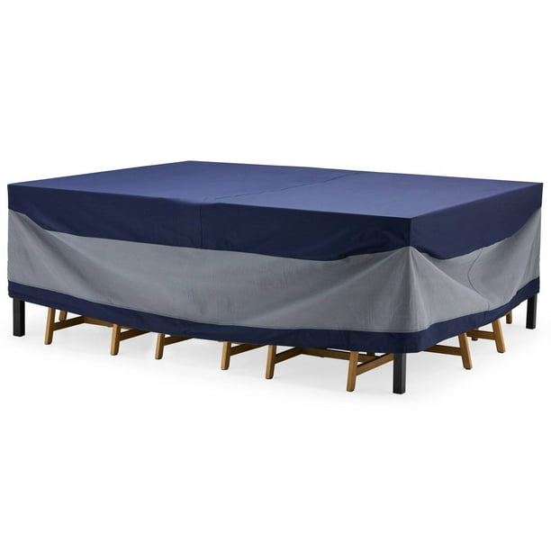 Belham Living 11' x 7' x 3' Blue and Gray Rectangular Patio Furniture Set  Cover (9 Pieces) - Walmart.com