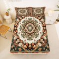 thumbnail image 5 of jejeloiu Warm Mandala King Sheets For Men Women,Boho Floral Bedding,Multicolor Red Green,4pcs,1 Flat Sheet, 1 Fitted Sheet and 2 Pillowcases, 5 of 6