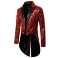 thumbnail image 3 of Aunavey Mens Sequin Tuxedo Jacket Tails Slim Fit Tailcoat Dress Coat Swallowtail Dinner Party Wedding Blazer Suit, 3 of 4