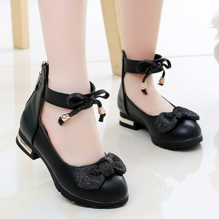

Baby shoes Children Infant Kids Baby Girls Solid Bling Bowknot Zip Single Princess Shoes CHMORA