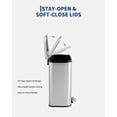 thumbnail image 2 of Kselythan 3.2 Gallon / 12L Bathroom Trash Can,Step Garbage Can with Soft-Close Lid, Stainless Steel Recycling Bin with Removable Inner Bucket,Fingerprint-Proof Step Rubbish Bin for Living Room,Office, 2 of 7