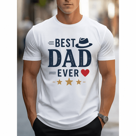 Best Dad Ever Vintage Graphic T-Shirt for Men, Father's Day Gift Tee, Funny Dad Shirt, Gift for Husband, Grandpa, Father Appreciation Present, Casual Crew Neck Top
