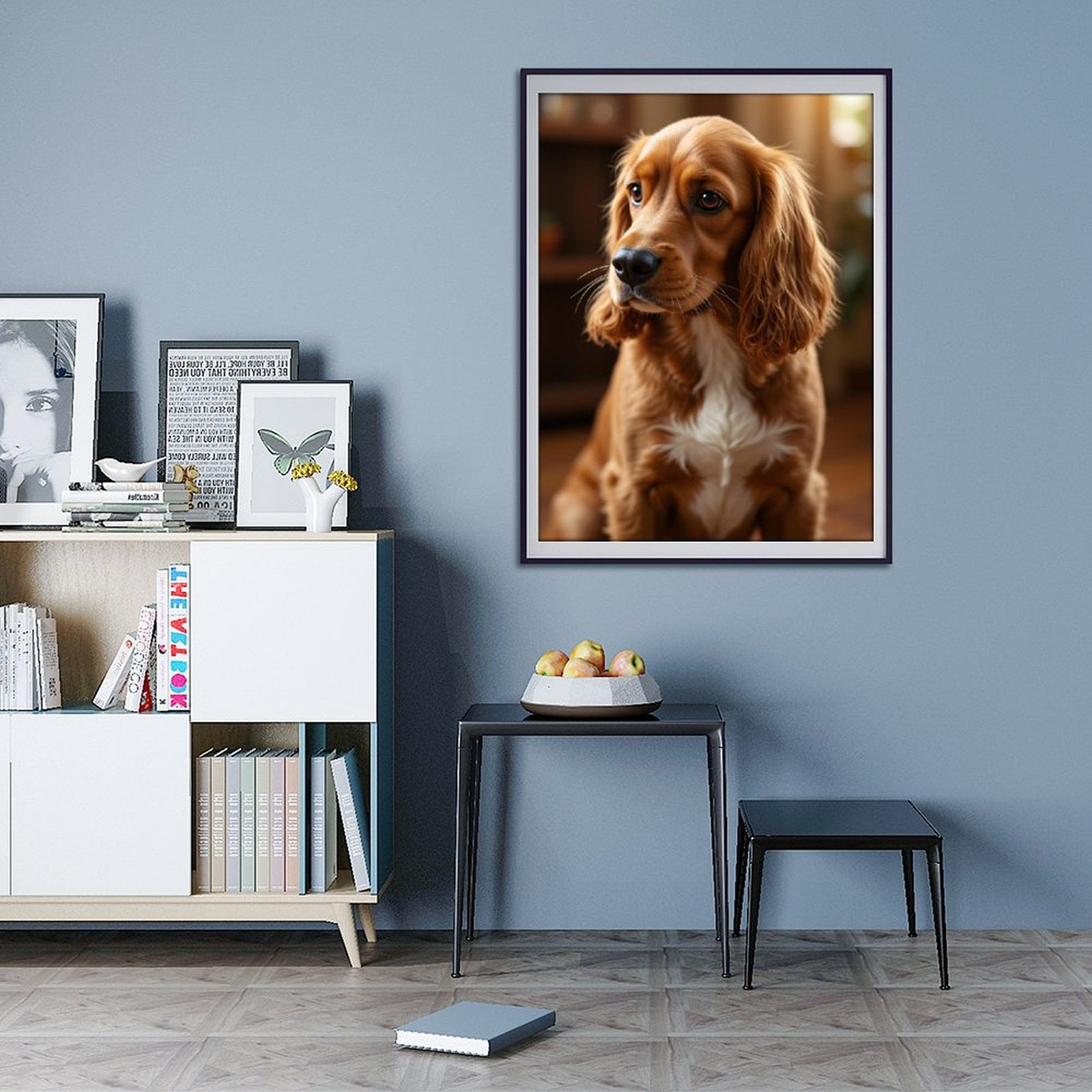 Diamond Art Kit for Adults, Golden Spaniel Portrait Indoors Diamond Painting for Adults Beginners, DIY Diamond Art Painting Kits, 5D Diamond Painting Crafts for Home Decor 12x16 Frameless