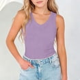 thumbnail image 7 of Tdoqot Girls Ribbed Tank Tops- Casual V Neck Summer Slim Fit Kids Sleeveless Shirts Purple Size 5, 7 of 7