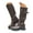Brown, variant on Women's Knee High Riding Boots Buckle Motorcycle Biker Boot Vintage Rivet Wide Calf Winter Shoes