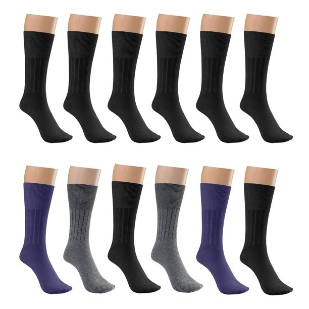 6Pairs Physician Approved Diabetic Circulatory Crew Dress Socks, Knee