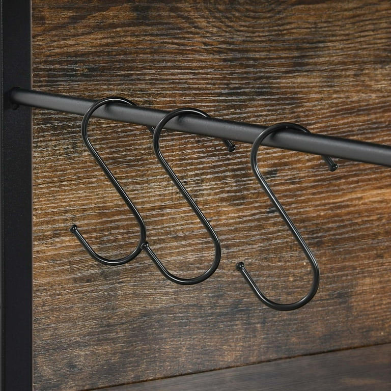 Dextrus 5 Tier Kitchen Bakers Rack with Power Outlets Hooks Standing Wine Rack Brown