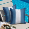 thumbnail image 4 of Throw Pillow Covers, Navy Blue Striped 16x16 Pillow Covers for Couch/Sofa/Bed, Blue White Ombre Farmhouse Gradient Decorative Square Linen Cushion Pillowcase for Home Decor, 4 of 9