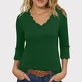 thumbnail image 3 of Agkizg Womens Fall Clothing Plus Size Womens Tops Long Sleeve Blouses Solid Color V Neck 3/4 Sleeve Pullover Casual Layering Tops for Fall Winter L, 3 of 5
