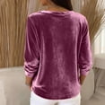 thumbnail image 4 of CIENVNSTG Velvet Shirts for Women Long Sleeve Crew Neck Loose Fit Solid Color Design Soft Cozy Fabric Casual Trendy Blouse for Spring Fall Indoor Daily Wear And Everyday Occasions Pink M, 4 of 4