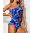 thumbnail image 2 of SURJDE One Shoulder One Piece Swimsuit for Women Tummy Control Bathing Suits Modest Full Coverage Keyhole Swimwear, 2 of 6