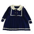 thumbnail image 1 of Zwiiyzr Robe Princesse Bébé Fille 1-5 Ans Col Poupée Chandail Manches Longues Robe Plissée Tricotée pour Fête d'Anniversaire Marine, 1 of 5