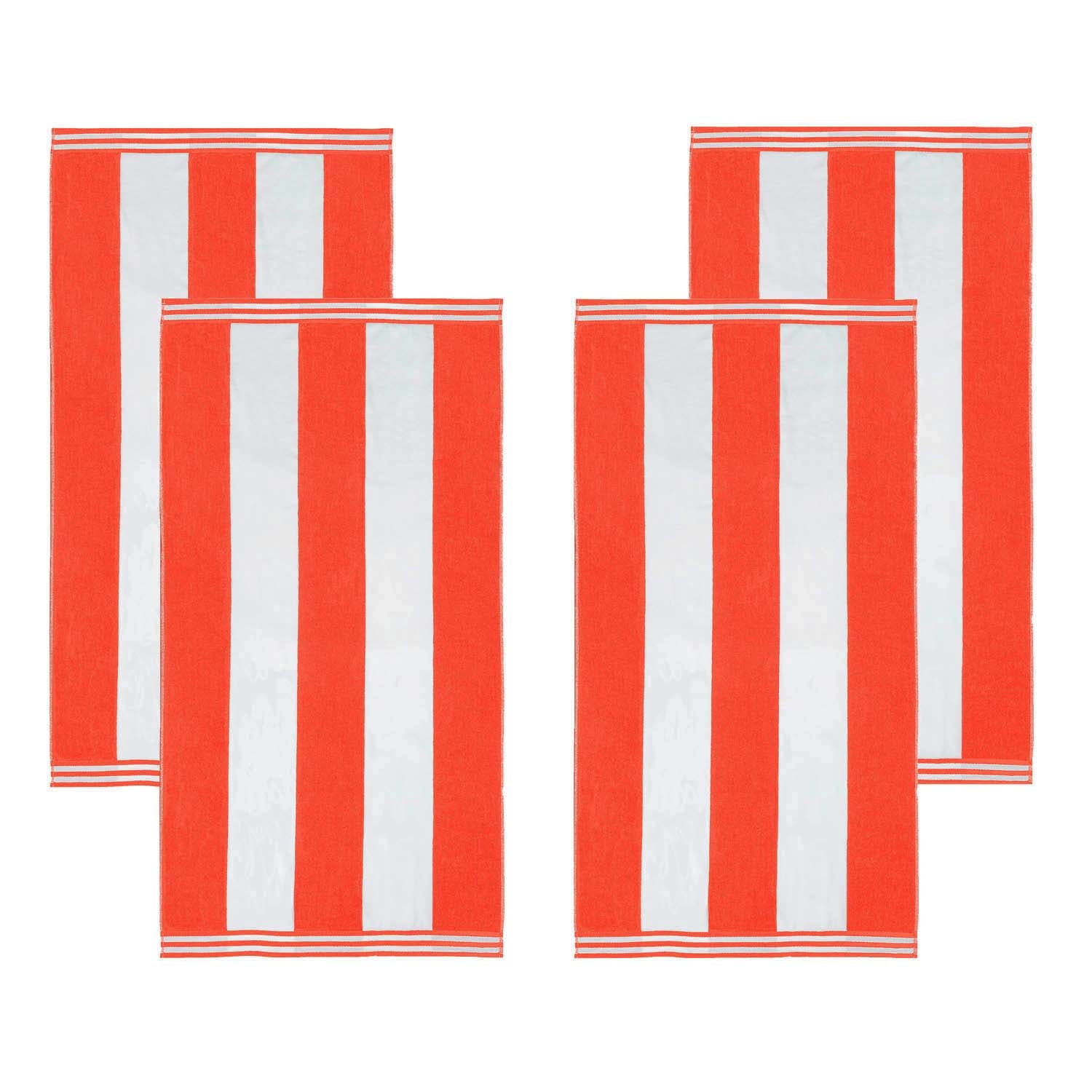 BNM Cabana Stripes Beach Towel, 34 x 64, Set of 4, Coral
