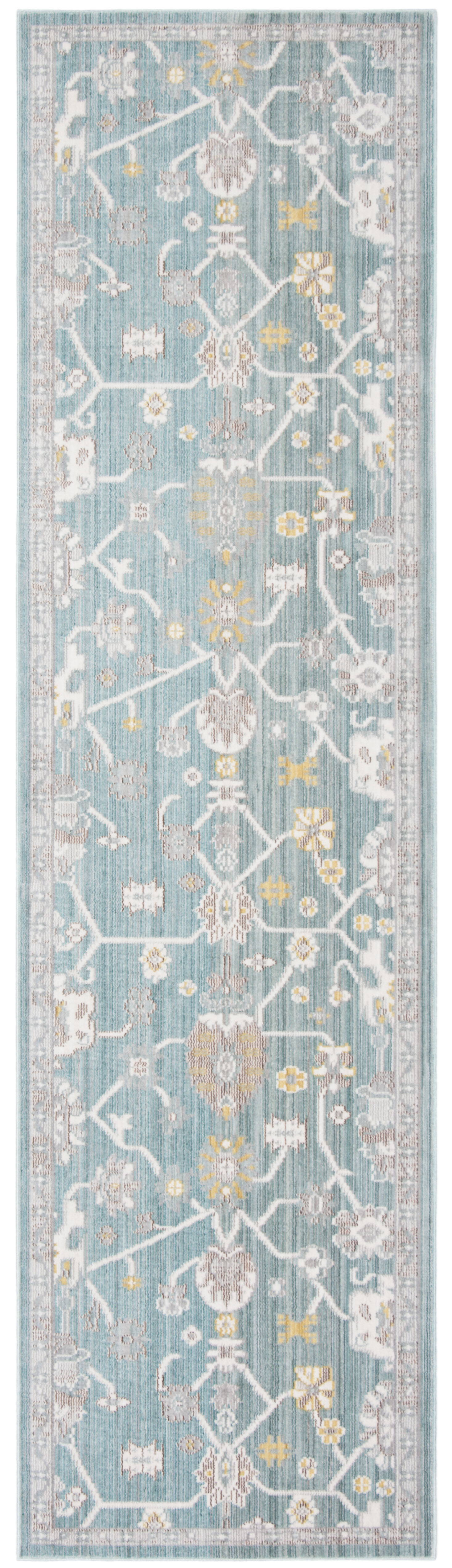 SAFAVIEH Valencia Gemma Abstract Polyester Runner Rug, Steel Blue, 2'3" x 8'