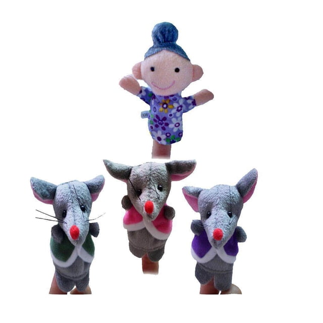Dalazy Ensemble de 4 Marionnettes à Doigts - Trois Souris Aveugles