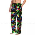 thumbnail image 3 of Mens Woman Casual Pajama Long Pant Loose Elastic Waistband Autism Awareness Colorful Puzzle Piece Cozy Sleepwear Home Lounge Pants, 3 of 7
