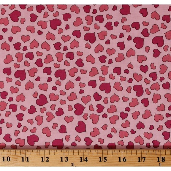 Cotton Hearts Valentine's Day Pink Love Valentine Pink Cotton Fabric Print by the Yard (692-265)