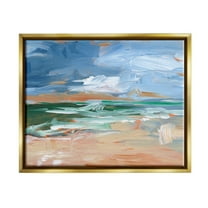 Abstract Beach Nautical Scenery Landscape Painting Metallic Gold Framed Art Print Wall Art