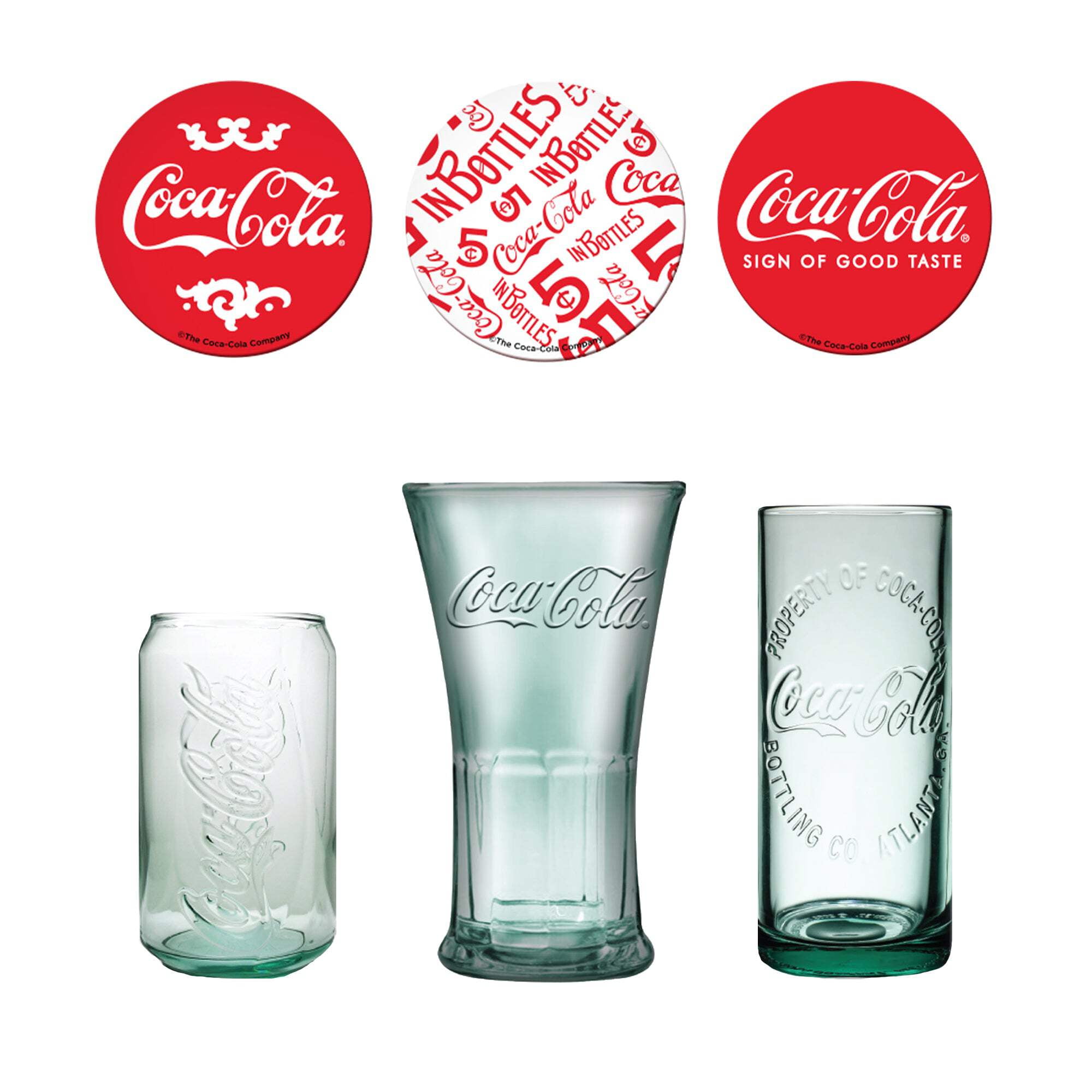 Coca-Cola Set of 3 Different Vintage Style Coke Glasses With