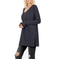 thumbnail image 2 of J. METHOD Women’s Knit Sweater Long Sleeve V-Neck Thermal Waffle Warm Casual Tunic Pullover Side Slit Knitted Top NEWT395 Ash Grey XL, 2 of 5