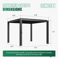 thumbnail image 3 of Clouddwell Louvered Pergola with Adjustable Top, 10'x10' Outdoor Metal Pergola, Gray, for Patio, Garden and Backyard, 3 of 8