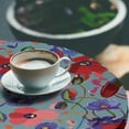 thumbnail image 3 of Ambesonne Floral Fitted Round Tablecloth, Poppy and Pansy Flowers Art, 45"- 56" Diameter, Ruby Quartz Blue Grey, 3 of 5