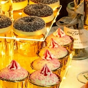 Hengbo 3-Tier Square Acrylic Cupcake Stand, With Yellow LED Lights, Dessert Tray for Birthday/Wedding/Parties