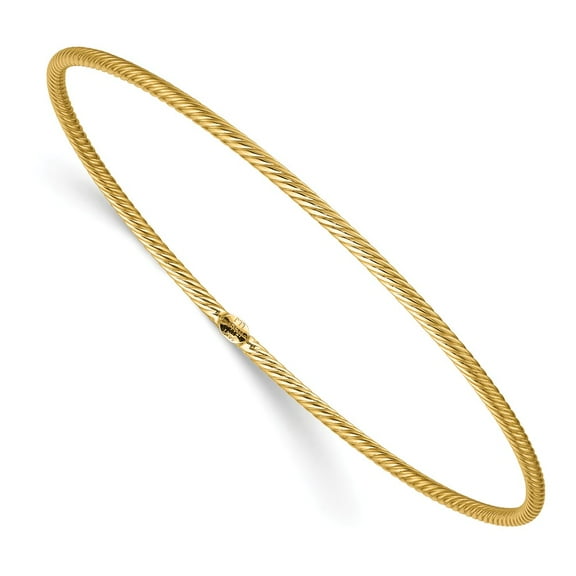 Leslie's Real 14kt Yellow Gold Polished Textured Slip-on Bangle; for Adults and Teens; for Women and Men