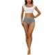 thumbnail image 2 of INSPIRAR CHIC Ropa interior de algodón para mujeres, bragas de talle alto con encaje, control de abdomen y cobertura total, XL, gris, 2 of 4