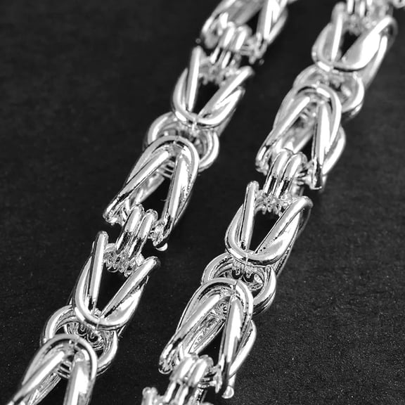 QQTDFG 5MM 20 Inch 925 Sterling Silver Plated Chain Link Men Geometry Necklace Gift NEW-default