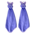 thumbnail image 2 of 2Pcs Cute Cartoon Rabbit Head Coral Fleece Water Absorbent Hand Towel Scarf, 2 of 10