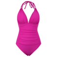 thumbnail image 3 of Women's Elegant One-Piece Swimsuit, V-Neck Ruched Monokini, Adjustable Straps, Tummy Control, Perfect for Beachwear, 3 of 3