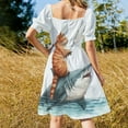 thumbnail image 3 of Cat Fishing on Shark Short Sleeve Dress Clothes Women's Summer Dress Elegant Dress Daily Dresses For Woman, 3 of 9