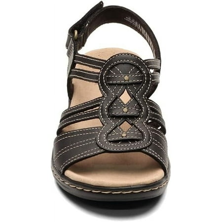 

Sandals Women Dressy Summer Flat Fashion Cross Straps Studded Hollow Round Toe Open Toe Hook and Loop Sandals Elegant Comfy Ladies Wedge Shoes