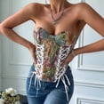 thumbnail image 4 of Tops de Corsé para Mujer, Estilo Renacentista, con Encaje Floral, Sobre el Busto y Corpiño con Ballenas Flores M, 4 of 10