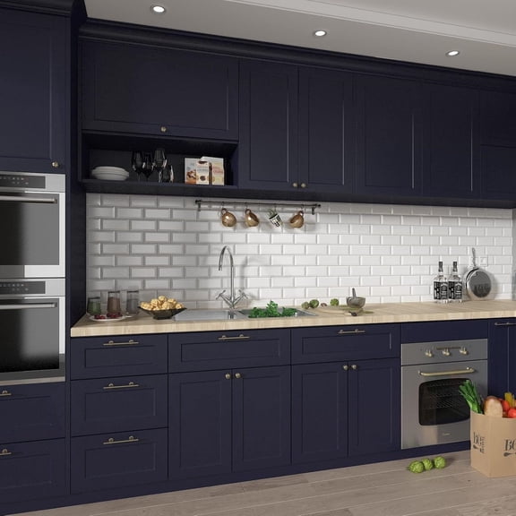 17.7x400 Inch Navy Wallpaper Peel and Stick Dark Blue Wallpaper Removable Dark Blue Contact Paper for Cabinets, Solid Blue Wallpaper for Bedroom Solid Blue Wall Paper Self Adhesive