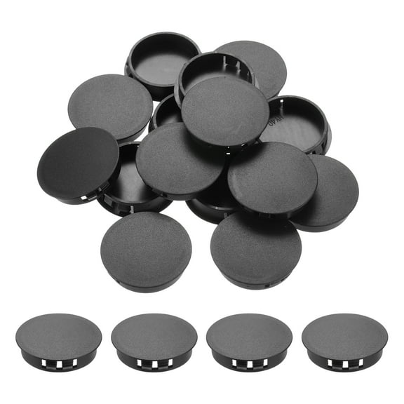 Uxcell 32Pcs 35mm(1 3/8') Black Round Hole Plugs Nylon Plastic Flush Type Hole Plug Insert End Cap for Locking Hole Tube