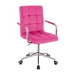 thumbnail image 1 of Silla escritorio color rosa acabado cromada con brazo giratoria altura ajustable forrada en material terciopelo SKU 7009F-2C ROSA TERC, 1 of 4
