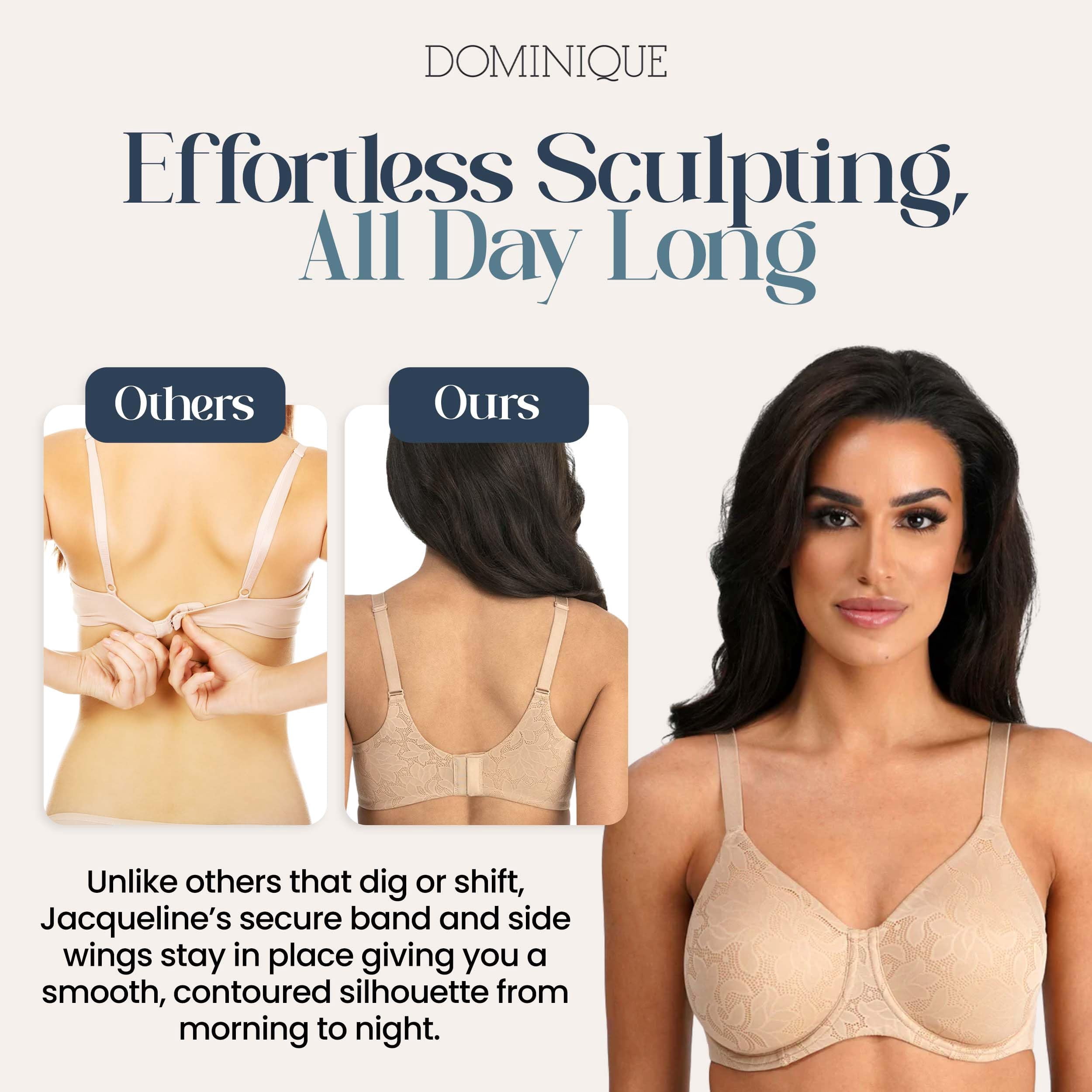Dominique Women’s Jacqueline Jacquard Minimizer Bra #7018 – Seamless Full Figure Underwire Lingerie for Women