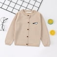 thumbnail image 2 of newwalpole Kids Girls Cardigan Sweaters Lightweight Long Sleeve School Uniform Ribbed Knit Girl Coat Beige for Size 5-6 Years, 2 of 4