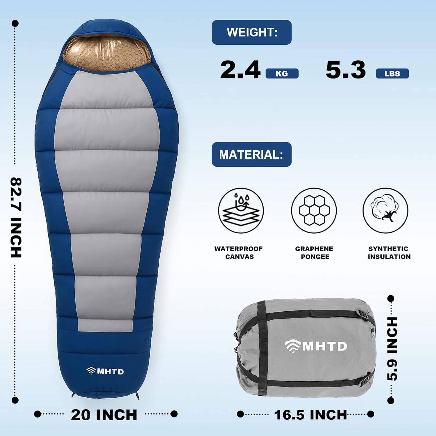 Winter Cold Weather Sleeping Bag for Adults 0 Degree,Cotton Canvas with YKK Zipper Compact Backpacking Mummy Camping