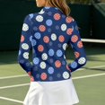 thumbnail image 6 of Women's Long Sleeve Quarter Zip Tennis Tshirts Trendy Floral Printed V Neck Workout Tops Ladies Running Yoga Gym Fitness Graphic Tees Navy02 S, 6 of 6