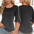 thumbnail image 2 of Womens Plus Size Tops Lace Sleeve Blouse Waffle Knit Long Sleeve Shirts, 2 of 6
