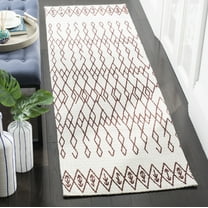 SAFAVIEH Cedar Brook Jamison Geometric Cotton Runner Rug, Ivory/Rust, 2'3" x 8'