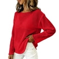 thumbnail image 4 of QASIEATN Women's Mesh Long Sleeve Tops Boat Neck See Through Lightweight Sweater Crochet Knit Tops Fall Fashion Outfits for Women, 4 of 6