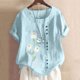thumbnail image 1 of Pntutb Mujer Verano Casual Cuello Redondo Manga Corta Impreso Camisa Suelta Tops Blusa Pntutb Pntutb-619, 1 of 3