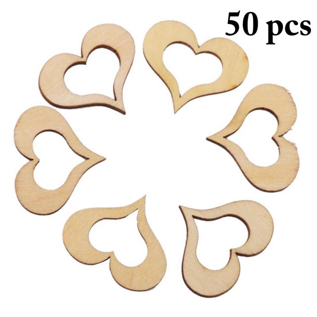 Coofit 50PCS Table Scatter Decorative Wooden Heart Craft Party Decoration for Wedding
