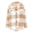 thumbnail image 3 of lcziwo 2024 Fleece Jacket Women Plaid Flannel Shacket Jackets,Plaid Shacket Jacket Women Casual Wool Blend Button Down Shirts Boyfriend Coats, 3 of 4