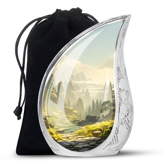 PARHUS Rock Forest Urns For Ashes Large 10 Inch, Teardrop Urns, Cremation Urns For Human Ashes, Memorial Urns For Human Ashes, Human Urns For Ashes, Decorative Urn, Burial Urns For Adult Human Ashes